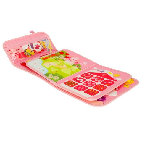 Tablica manipulacyjna sensoryczna montessori walizka plecak różowa