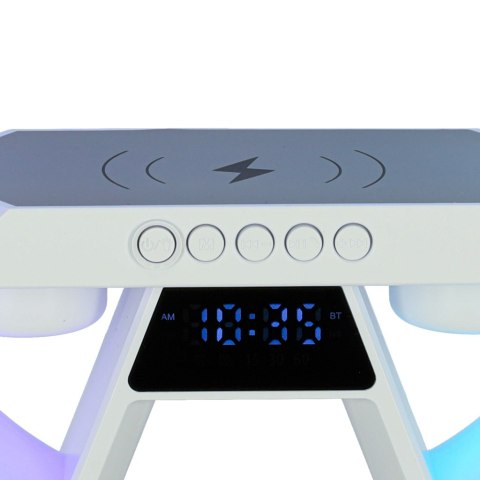 Lampka nocna LED Gamingowa RGB głośnik ładowarka indukcyjna radio budzik zegar