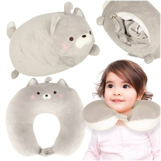 Poduszka podróżna 2w1 rogal pod kark do samolotu samochodu maskotka kot