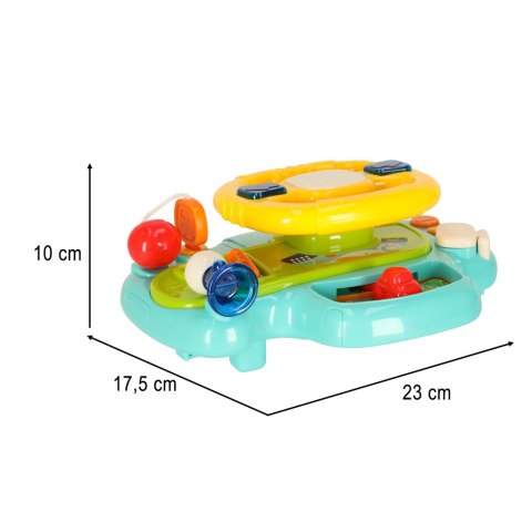 Zabawka interaktywna kierownica dla dzieci dziecka malucha do wózka symulator muzyka dźwięki niebieska