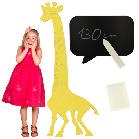 Miarka wzrostu drewniana żyrafa 125 cm żółta