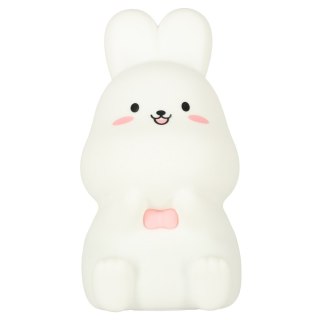 Lampka nocna dla dzieci silikonowa dotykowa miękka LED RGB biała z różem króliczek