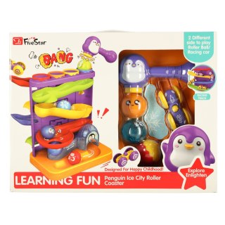 Tor kulkowy interaktywny kulodrom wbijak kulek z młoteczkami 3w1 pingwin + autko