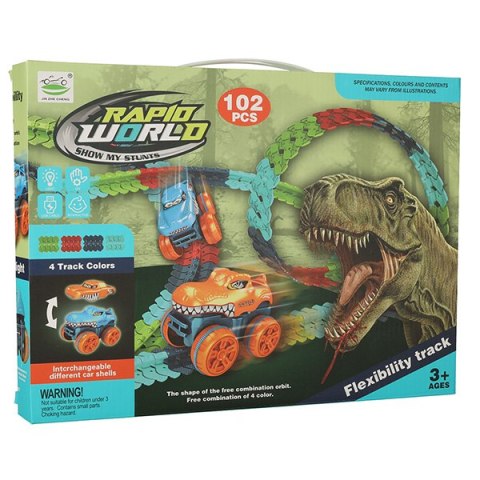 Tor wyścigowy elastyczny samochodowy auta zjeżdżalnie 102el. 132cm