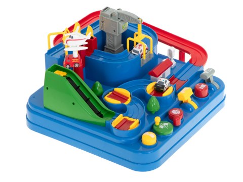 Tor przeszkód interaktywny samochodowy wyścigi parking 4 pojazdy auto radiowóz ambulans helikopter 32x32cm XXL