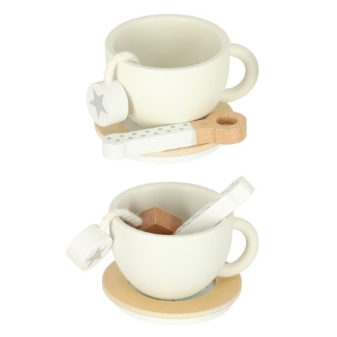 Serwis kawowy drewniany naczynia dla dzieci zestaw kuchenny do herbaty taca filiżanki
