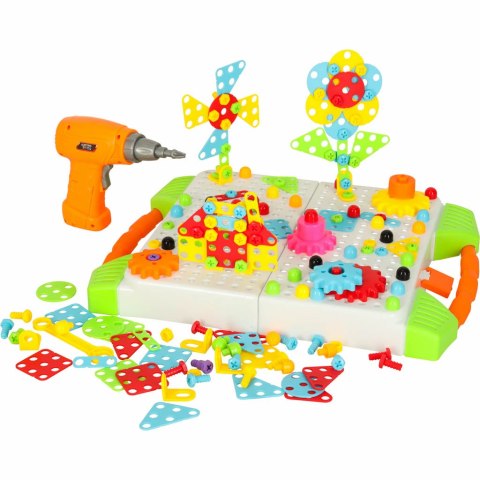 Wkrętarka wiertarka śrubki klocki konstrukcyjne zestaw majsterkowicza walizka 181 elementów