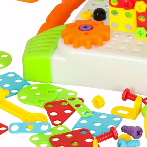 Wkrętarka wiertarka śrubki klocki konstrukcyjne zestaw majsterkowicza walizka 181 elementów