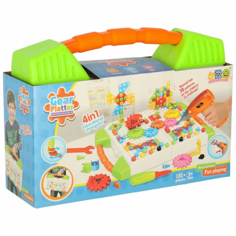 Wkrętarka wiertarka śrubki klocki konstrukcyjne zestaw majsterkowicza walizka 181 elementów